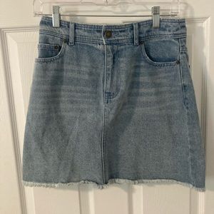 POPSUGAR denim mini-skirt with distressed hem